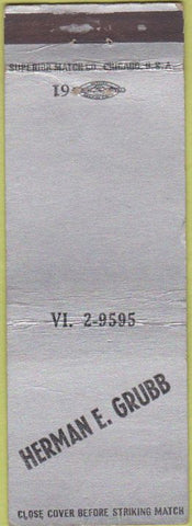 Matchbook Cover - Herman E Grubb WEAR bar