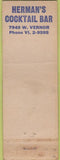 Matchbook Cover - Herman E Grubb WEAR bar