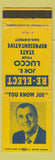 Matchbook Cover - Joe E Lucco State Rep Election