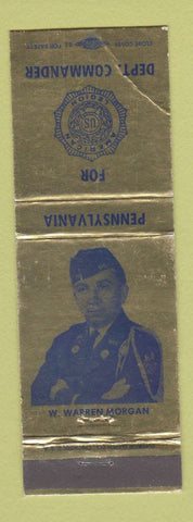 Matchbook Cover American Legion W Warren Morgan PA Dept Commander Election WEAR