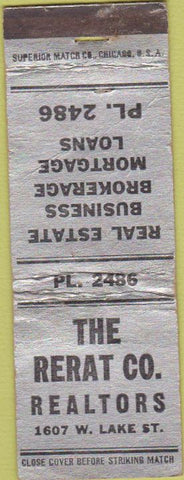 Matchbook Cover - The Rerat Co Realtors NO TOWN WORN