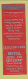 Matchbook Cover - Crystal Motel Restaurant Niagara Falls ON