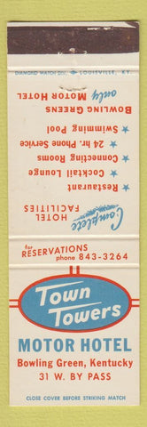 Matchbook Cover - Town Towers Motor Hotel Bowling Green KY