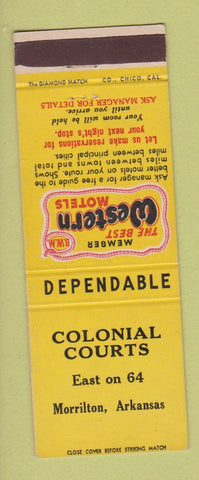 Matchbook Cover - Colonial Courts Motel Morrilton AR Best Western