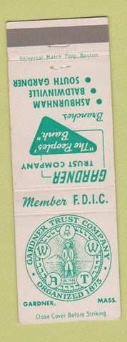 Matchbook Cover - Gardner Trust Company Ashburnham Baldwinville MA