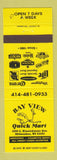 Matchbook Cover - Bay View Quick Mart Milwaukee WI