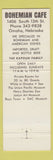 Matchbook Cover - Bohemian Cafe Omaha NE