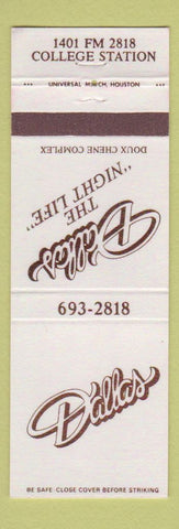 Matchbook Cover - Dallas Night Club College Station TX
