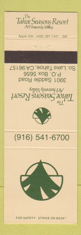 Matchbook Cover - Tahoe Seasons Resort South Lake Tahoe CA