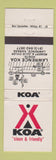 Matchbook Cover - KOA Camping Lawrence KS