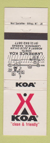 Matchbook Cover - KOA Camping Lawrence KS