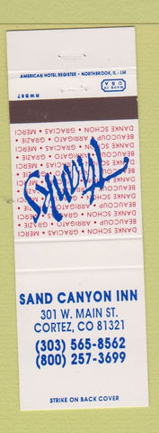 Matchbook Cover - Sand Canyon Inn Cortez Colorado