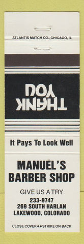 Matchbook Cover - Manuel's Barber Shop Lakewood Colorado