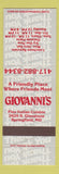 Matchbook Cover - Giovanni's Italian Restaurant Springfield MD