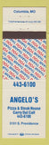Matchbook Cover - Angelo's Pizza Steak House Columbia MO