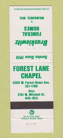 Matchbook Cover - Bruskiewitz Funeral Homes Milwaukee WI Forest Lawn Chapel