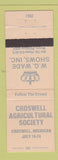 Matchbook Cover - Croswell Agricultural Society MI WG Wade Shows Mason MI
