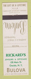 Matchbook Cover - Bulova Watches Rickard's Oneida NY
