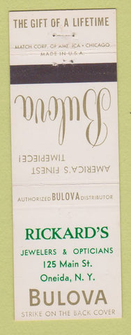 Matchbook Cover - Bulova Watches Rickard's Oneida NY