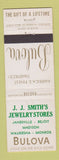 Matchbook Cover - Bulova Watches JJ Smith's Janesville Beloit Waukesha WI
