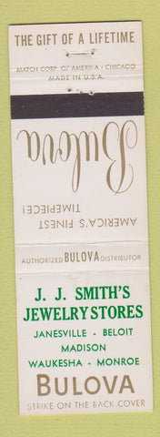Matchbook Cover - Bulova Watches JJ Smith's Janesville Beloit Waukesha WI