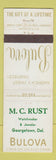 Matchbook Cover - Bulova Watches MC Rust Georgetown DE