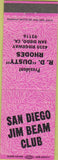 Matchbook Cover - San Diego Jim Beam Club San Diego CA pink
