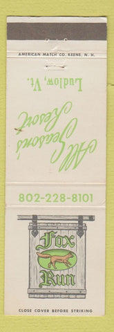 Matchbook Cover - Fox Run Resort Ludlow VT