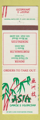 Matchbook Cover - Asia Chinese Restaurant Dover Portsmouth Newington CT