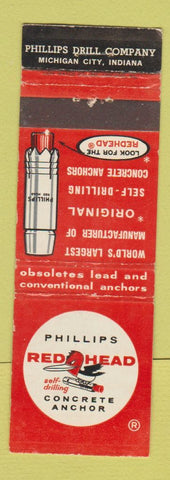 Matchbook Cover - Phillips Redhead Concrete Anchor Michigan City IN