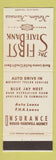 Matchbook Cover - First State Bank Norton KS Insurance Rouse Farewell