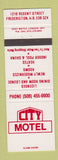 Matchbook Cover - City Motel Fredericton NB