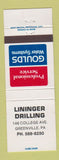 Matchbook Cover - Goulds Water Systems Lininger Drilling Greenville PA