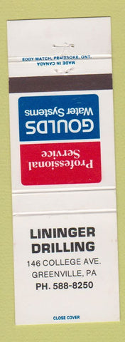 Matchbook Cover - Goulds Water Systems Lininger Drilling Greenville PA