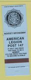 Matchbook Cover - American Legion Post 147