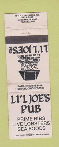 Matchbook Cover - Li'l Joe's Pub Bath OH Hudson WEAR