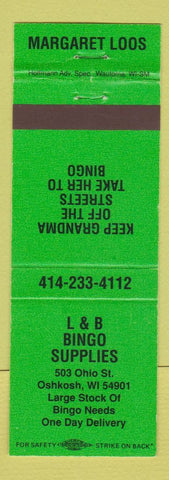 Matchbook Cover - L&B Bingo Supply Oshkosh WI