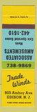 Matchbook Cover - Trade Winds Edison NJ Associated Amusement