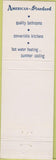 Matchbook Cover - American Standard pluming heating Springfield OH