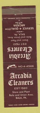 Matchbook Cover - Arcadia Cleaners Bala PA
