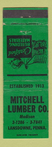 Matchbook Cover - Mitchell Lumber Lansdowne PA