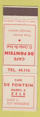 Matchbook Cover - Cafe De Fontein Markt Zele Belgium