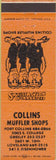 Matchbook Cover - Collins Muffler Shops Loveland Greeley CO orange