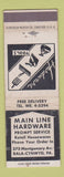Matchbook Cover - Main Line Hardware Bala Cynwyd PA WORN