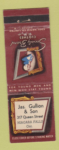 Matchbook Cover - Society Brand Men's Clothes Jas Gullion Niagara Falls ON WEAR