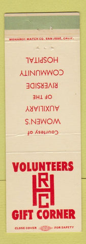 Matchbook Cover - Volunteers Gift Corner Riverside Community Hospital CA WEAR
