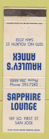 Matchbook Cover - Hawley's Annex San Jose CA Sapphire Lounge