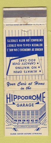 Matchbook Cover - Hippodrome Garage New York City WEAR