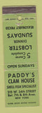 Matchbook Cover - Paddy's Clam House New York City