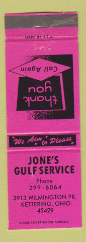 Matchbook Cover - Jone's Gulf oil gas Kettering OH